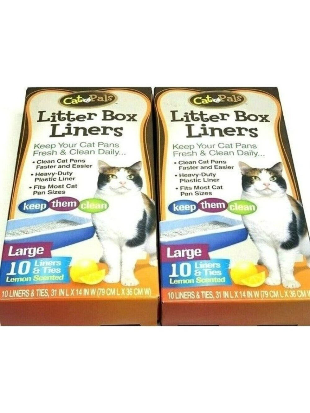 Cat Pals Litter Box Liners 10 Count 2 Packs Large 31" x 14" Lemon Scent Plastic - Picture 2 of 4